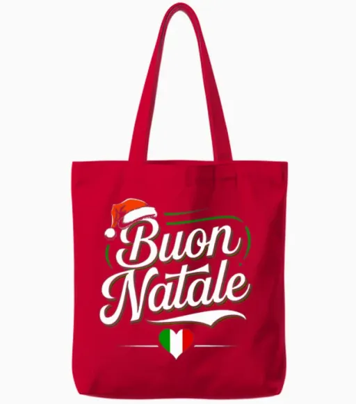 Buon Natale Italian Xmas Christmas Gift Tote Bags in Red