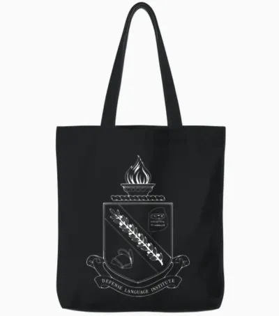 Dliflc Defense Language Institute All White Crest Tote Bags - Black