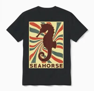 Seahorse Retro Vintage Unisex T-Shirt - Black