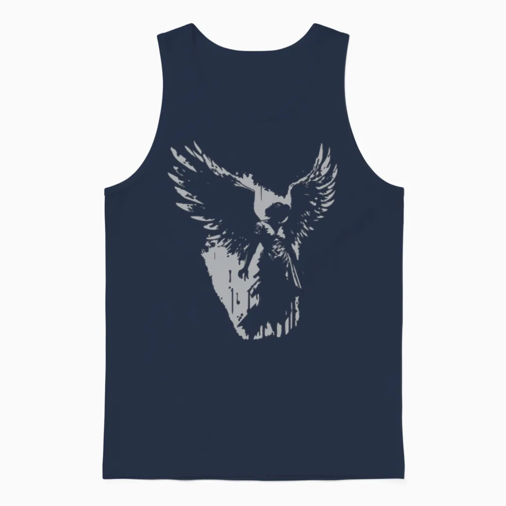 Angel with Wings Unisex Tank Top in Navy