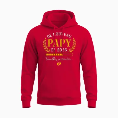 Announcement Grandpa Pregnancy Humour Grand Père Encore Papi 2026 Unisex Hoodie - Red