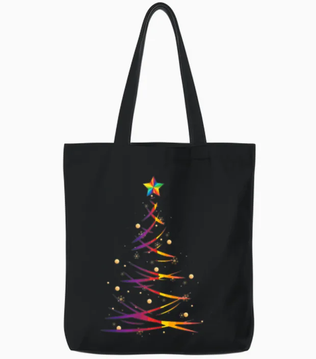 Christmas Fir Tree Tote Bags in Black