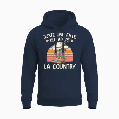 Women's Country T-Shirt a Girl Who Adore La Danse Country Unisex Hoodie - Navy