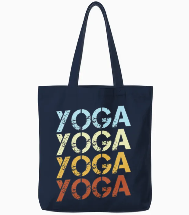 Retro Yoga Typography Tote Bags - Navy