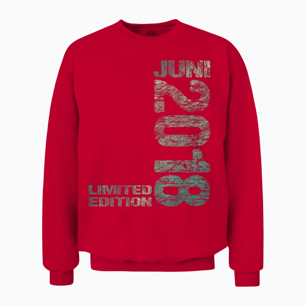 Limited Edition Juni 2018 Junge Mädchen 8. Geburtstag Unisex Sweatshirt in Red