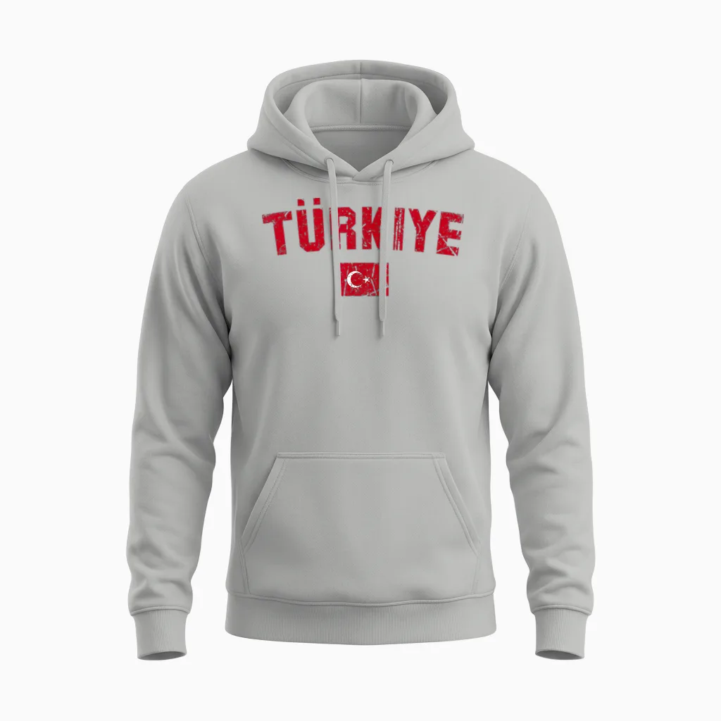 Türkiye Türkei Flagge | Damen Herren Kinder Türkei Unisex Hoodie in Ash