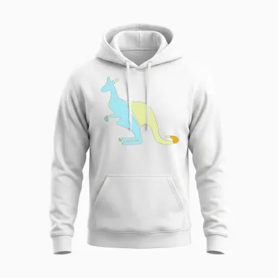 Kangaroo Retro Unisex Hoodie - White
