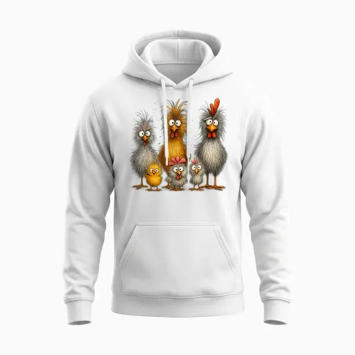 Chicken Art Crazy Chicken Gifts for Men Women Child Boy Family Unisex Hoodie - White