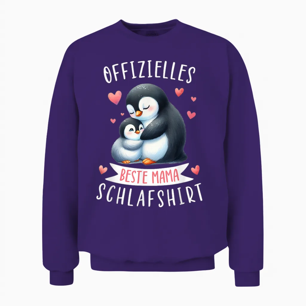 Offizielles Beste Mama Schlafshirt Muttertag Pinguin Mama Unisex Sweatshirt in Purple