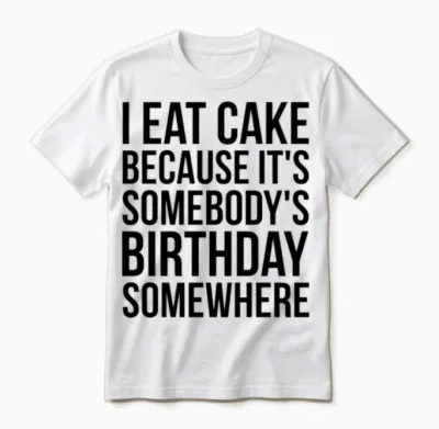 I Eat Cake Because It's Somebody's Birthday Unisex T-Shirt - White