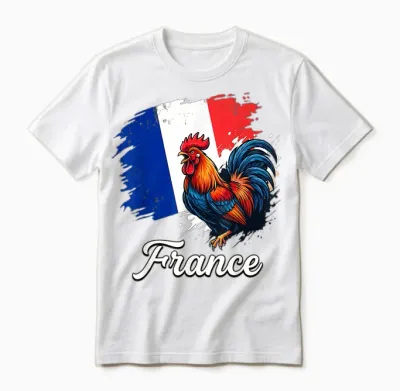 Coq Gaulois Drapeau France Patriotisme Unisex T-Shirt - White