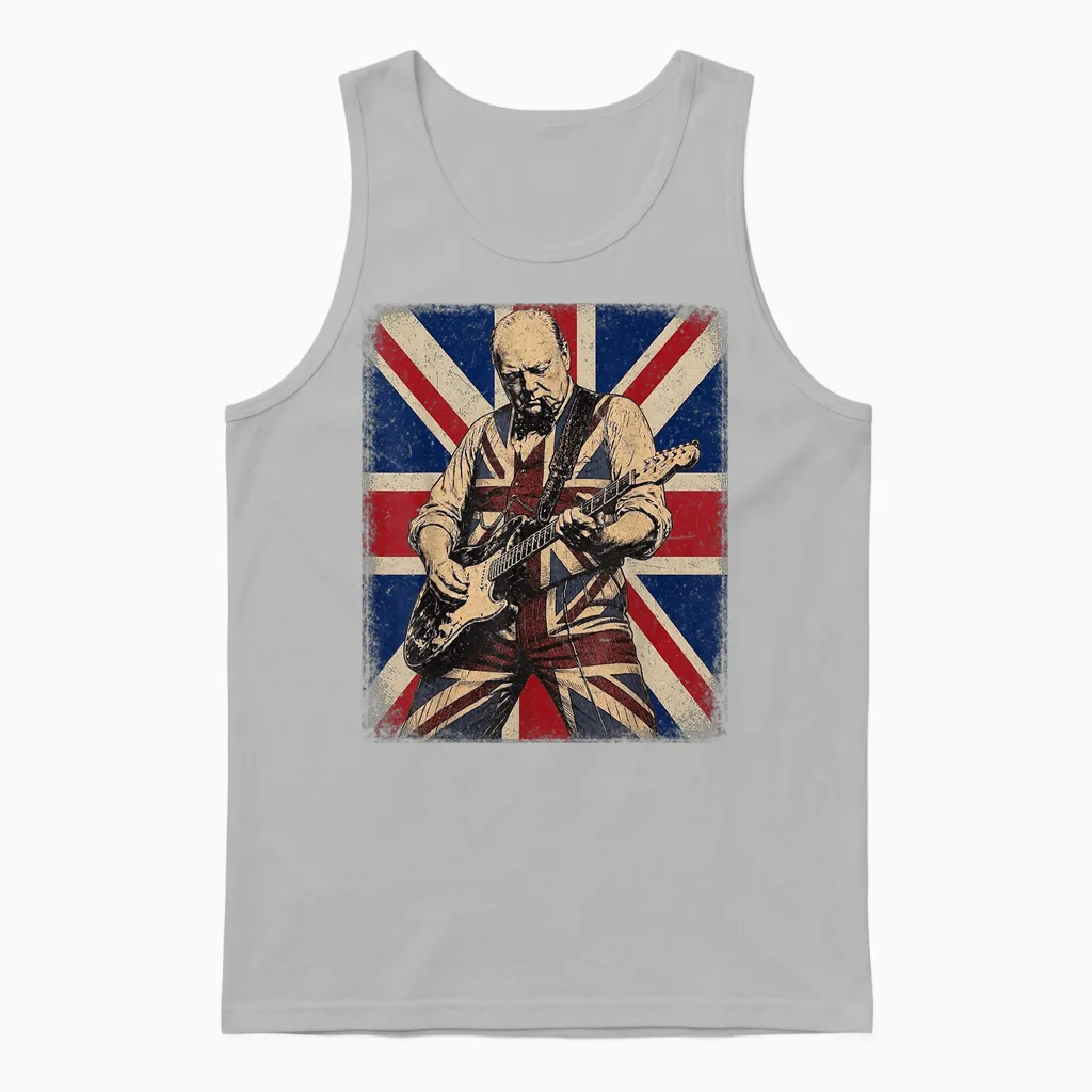 Drapeau Britannique Vintage Boss Winston Churchill Jouant De La Guitare Unisex Tank Top in Ash