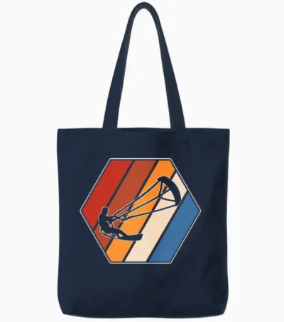 Kitesurfing Retro Tote Bags - Navy