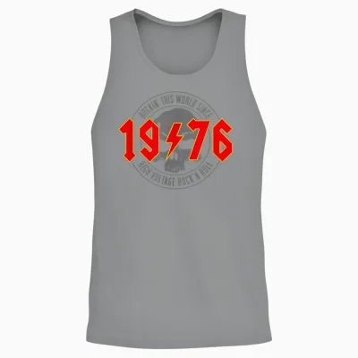 1976 Vintage Birthday Rock and Roll Heavy Metal T-Shirt, Black Unisex Tank Top - Sport Grey