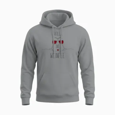 Wein Geschenkidee - Holla Die Weinfee Unisex Hoodie - Sport Grey