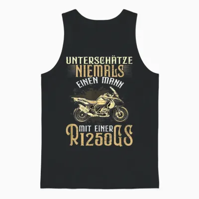 R1250gs Motorrad Reise Enduro Biker Speed Vintage T-Shirt - Unisex - Schwarz - Klein - Kurzarm - Klassische Passform - Retro - Motorrad Unisex Tank Top - Black
