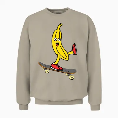 Banana Skateboard Funny Unisex Sweatshirt - Sand