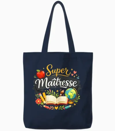 Cadeau Super Maîtresse D'école Fin D'année Drole Enseignante Tote Bags - Navy