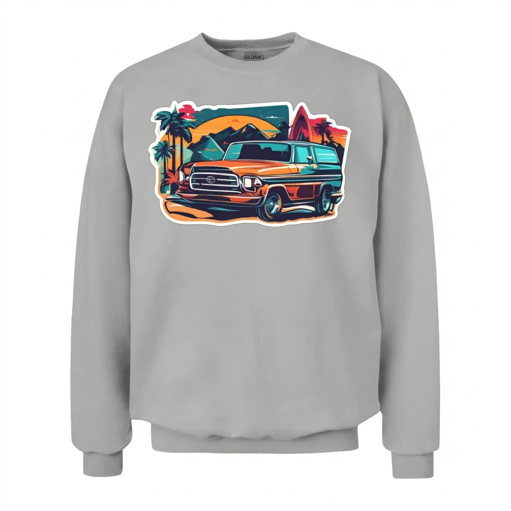 Retro Car Miami Beach β Cars & Muscle Gift Unisex Sweatshirt - Ash
