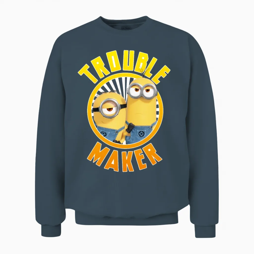 Minions Two Minions Trouble Maker Unisex Sweatshirt in Dark Heather