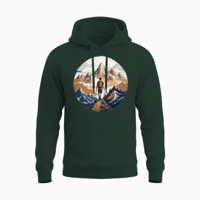 Man Hiking with Dog Unisex Hoodie - Forest