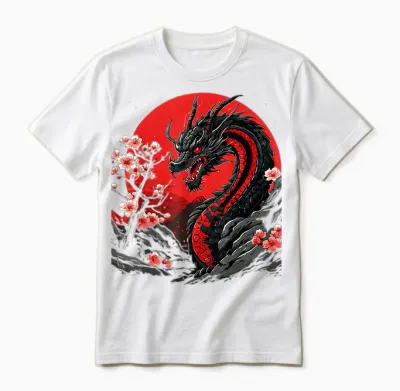 Aesthetic Japanischer Drache Drachen Anime Japan Style Asia Unisex T-Shirt - White
