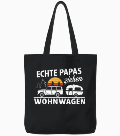 Wohnwagen Zubehör & Camping Geschenke Für Camper - Echte Papas Ziehen Wohnwagen - Camping T-Shirt Schwarz, Unisex, Klein, Kurzarm, Sommer Tote Bags - Black