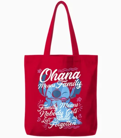 Disney Lilo & Stitch Stitch Day Ohana Means Family Tote Bags - Red