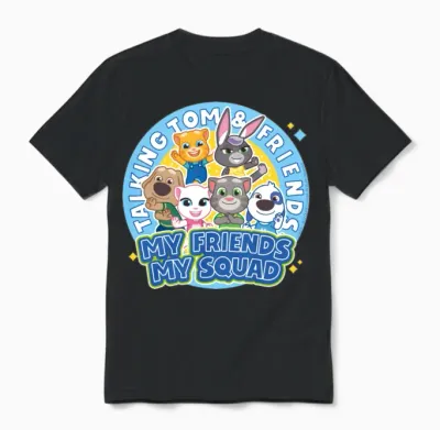 Talking Tom & Friends My Friends, My Squad Unisex T-Shirt - Black