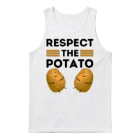 Respect the Potato Funny Is Potato Meme Potatoes Unisex Tank Top - White – 1