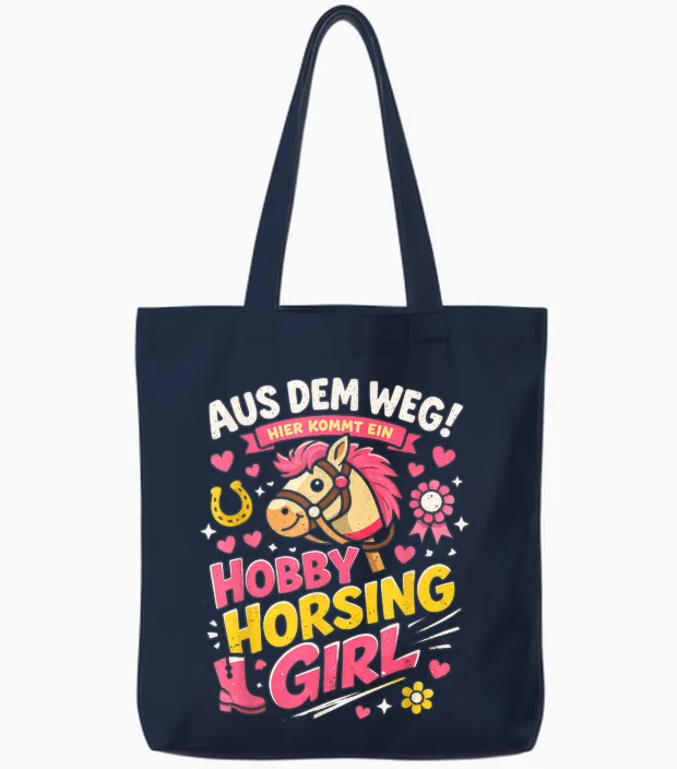 Mach Platz Ich Bin Hobby Horsing Girl Tote Bags in Navy