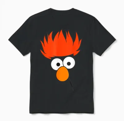 The Muppets Beaker Face T-Shirt, Gray Unisex T-Shirt - Black