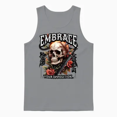 'embrace Your Opposition, Stay Humble' Skull Rose Unisex Tank Top - Sport Grey