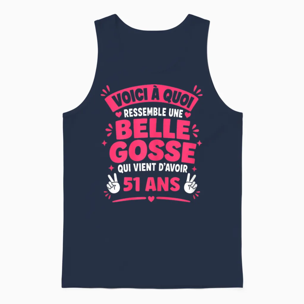 Age Belle Gosse 51 Ans Fille Humour Anniversaire 51 Ans Unisex Tank Top in Navy