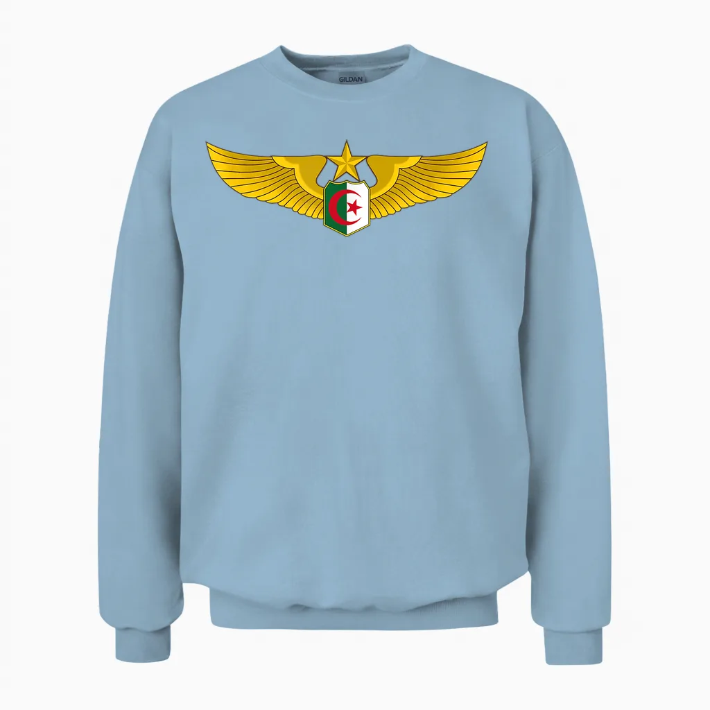 Large Flag Algeria Air Force T-Shirt, Black, S Unisex Sweatshirt in Light Blue