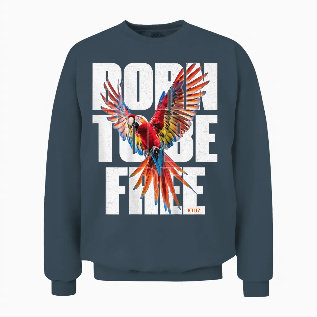 Hip Hop Y2k Vintage Urban Streetwear Backprint Ara Papagei Unisex Sweatshirt in Dark Heather