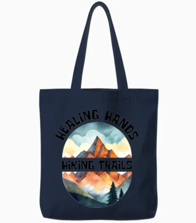Healing Hands, Hiking Trails Tote Bags - Navy
