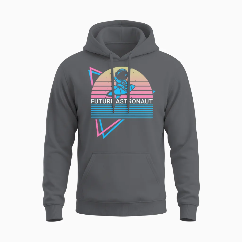 Astronaut Retro Unisex Hoodie in Charcoal