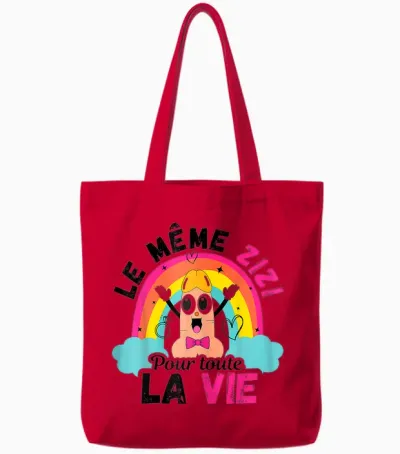 The Same Zizi for All Life Will Hold Attention T-Shirt, White, S Tote Bags - Red