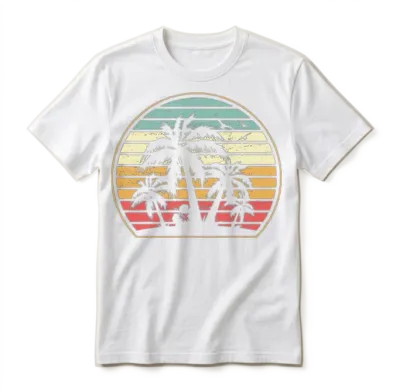 Retro Sunset Palm Tree Unisex T-Shirt - White
