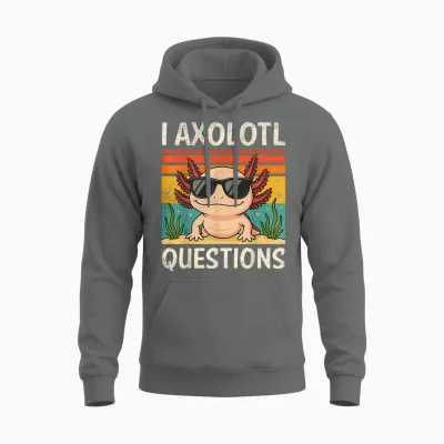 I Axolotl Questions Shirt Adults Youth Kids Retro Vintage Unisex Hoodie - Graphite Heather