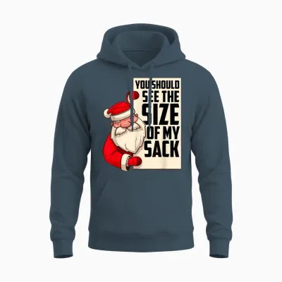 You Should See the Size of My Sack Funny Santa Christmas Unisex Hoodie - Dark Heather