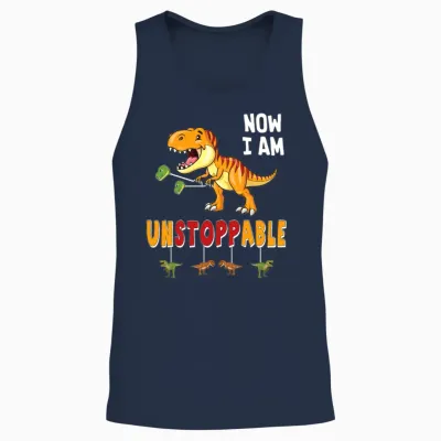 Funny Now I Am Unstoppable T Rex Funny Dinosaur Unisex Tank Top - Navy
