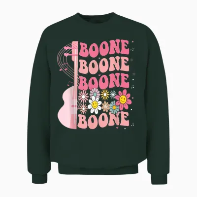 Girl Retro Boone Groovy Flower First Name Personalized 80's Unisex Sweatshirt - Forest