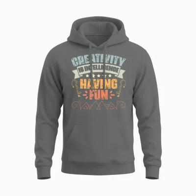 Retro Creativity Is Intelligence Having Fun Unisex Hoodie - Graphite Heather