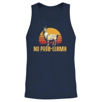 No Prob-Llama Retro Funny Llama Alpaca Unisex Tank Top - Navy – 2