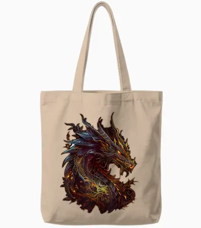 Dragon Chinese Zodiac Sign Animal Horoscope Witchcraft T-Shirt, Black Tote Bags - Natural