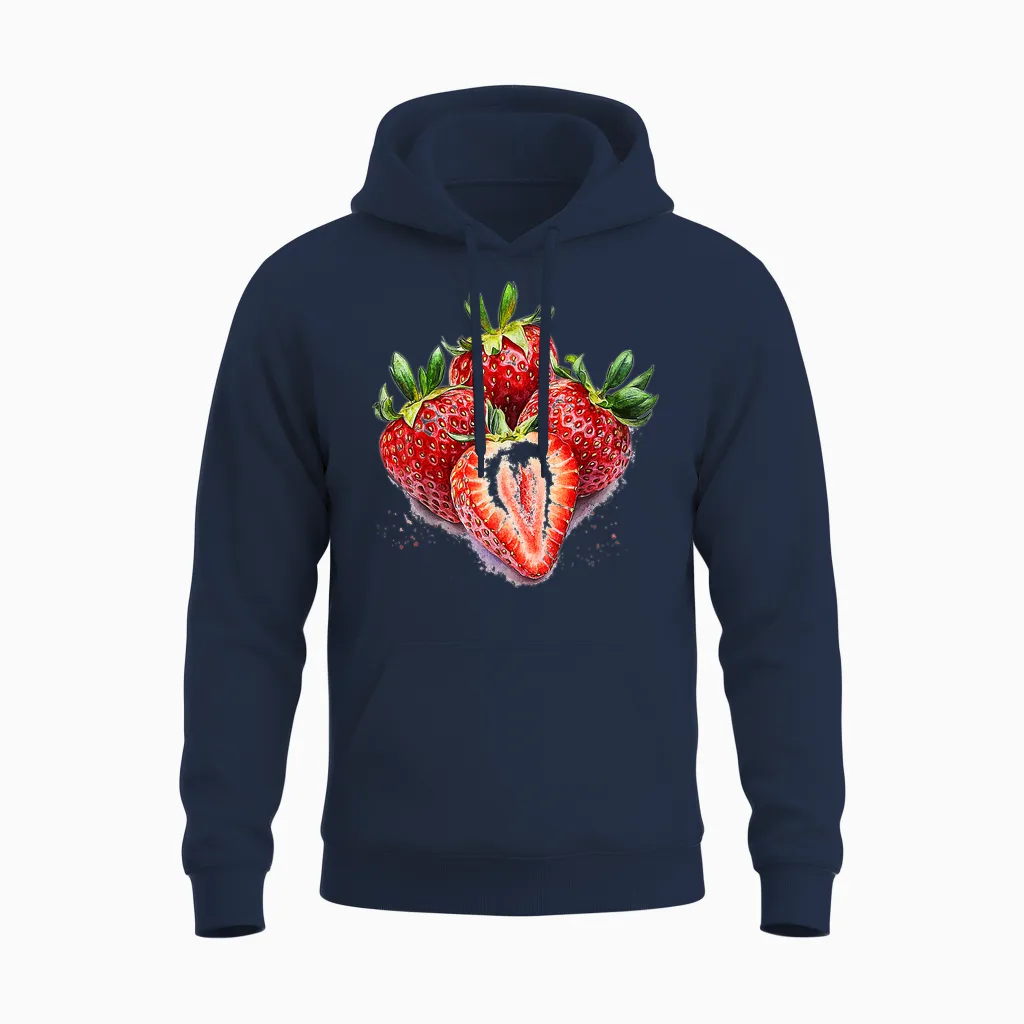 Erdbeere Obst Motiv Aquarell Kunstwerk Erdbeere Unisex Hoodie in Navy