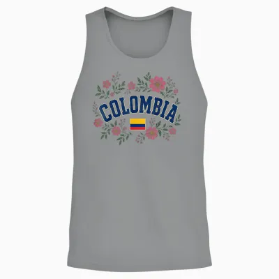 Colombia Floral Vintage Country Pride Unisex Tank Top - Sport Grey
