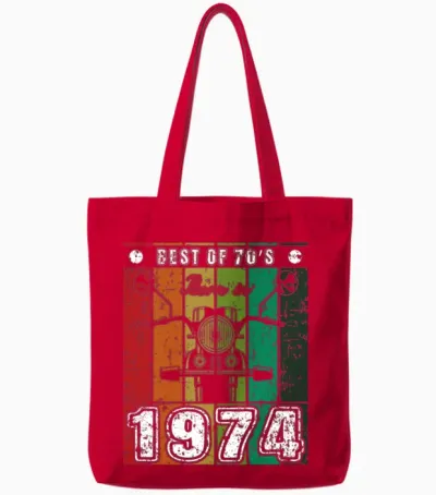 Best of 70's Born in 1974 Classic Motorcycle Tote Bags - Red